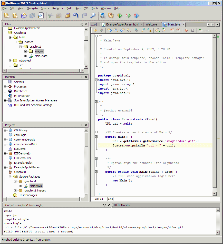 Netbeans output