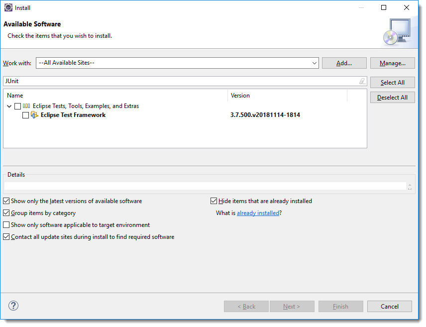 Search for JUnit
