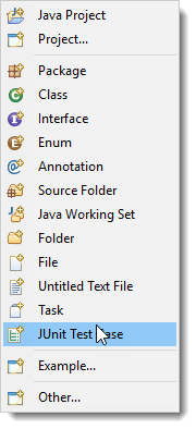 JUnit menu