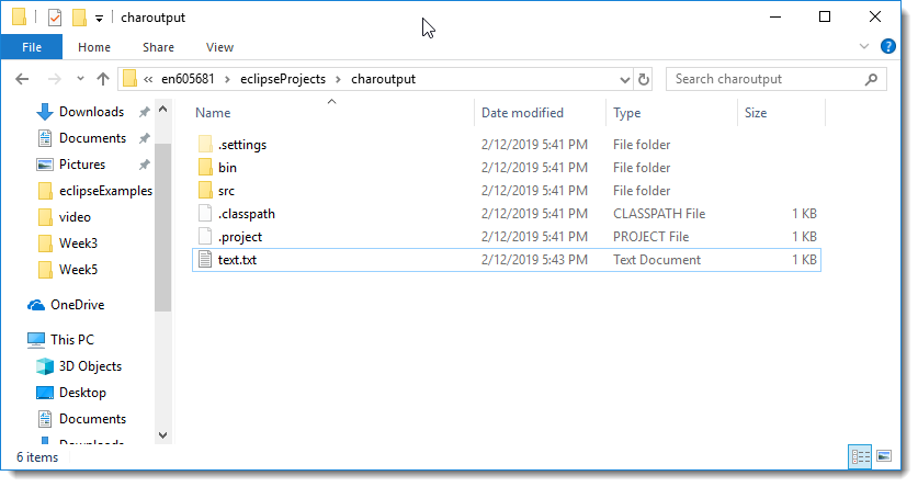 Location of output file