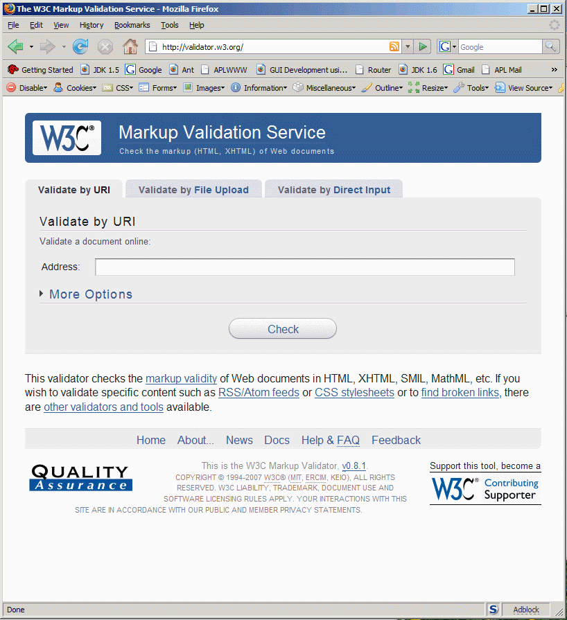 HTML validation page
