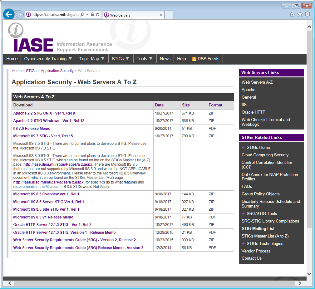 Web Server STIGs