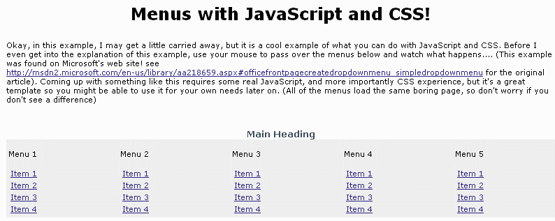 JavaScript menus with CSS disabled