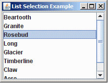 JList selected