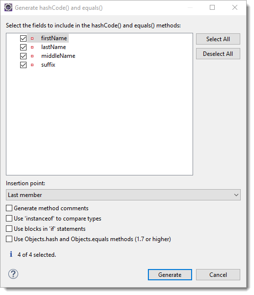 hashCode() and equals()