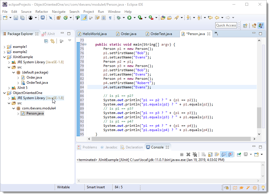 Test main() method