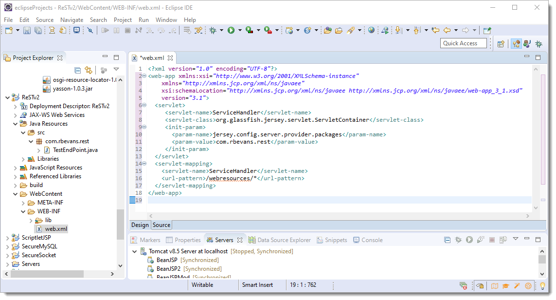 Updated web.xml file
