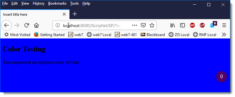 Scriptlet with blue background