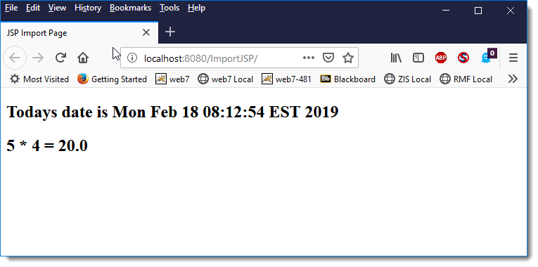 Output of ImportJSP