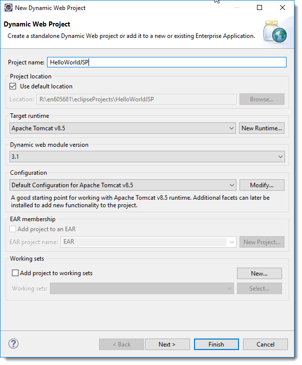 Creating JSP project