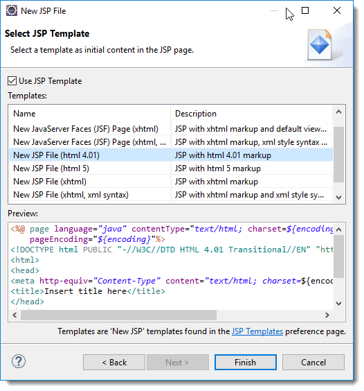 HTML 4 for JSP page