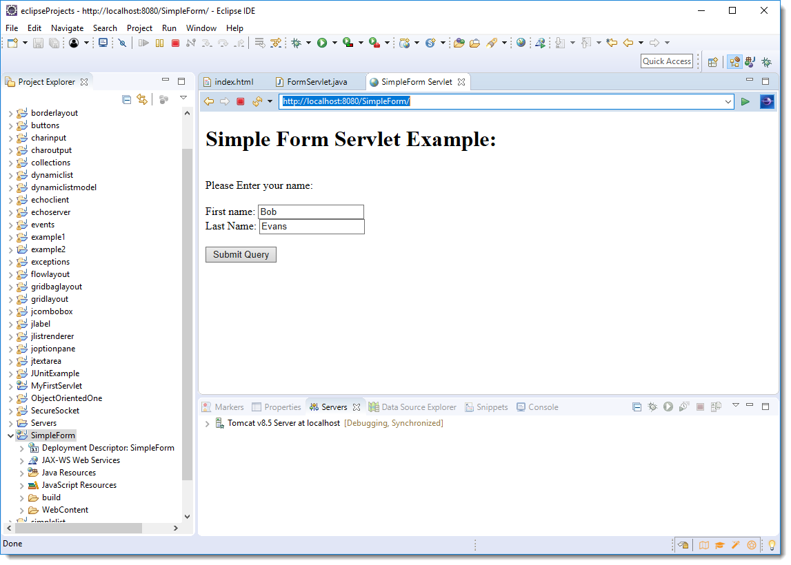 Simple Form Servlet Stetp 1