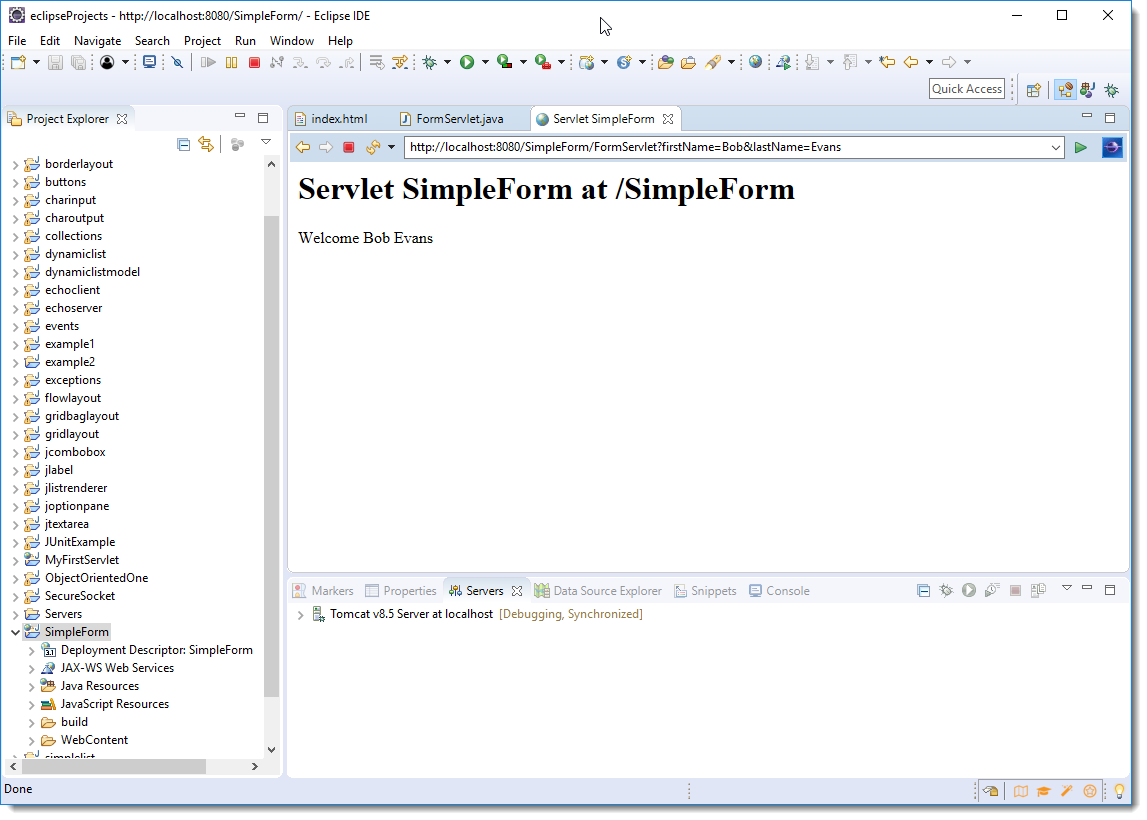 SimpleForm Servlet Step 2