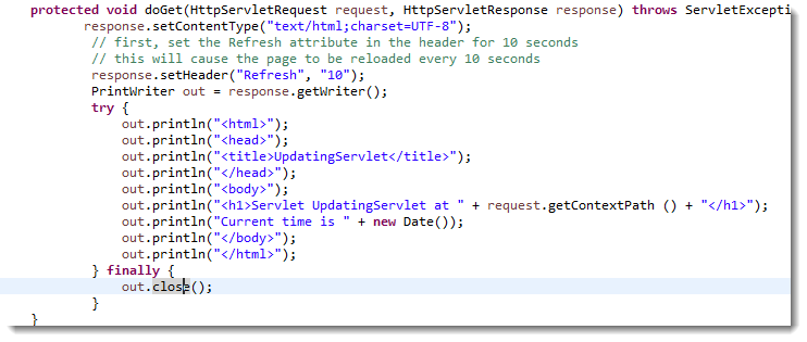 Updating Servlet doGet()