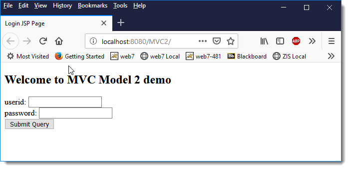 Login page