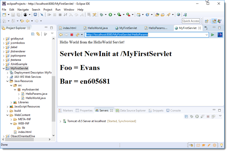 Output of HelloParams