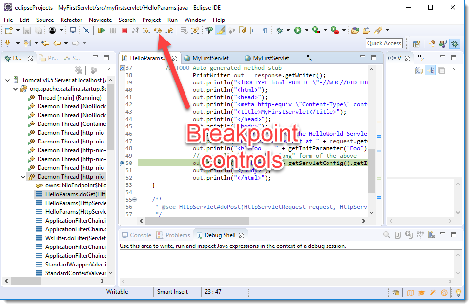 Breakpoint controls